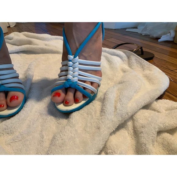 New Old Stock POLLINI 🍭 BaBy BluE + WhIte Heels 9 - Picture 9 of 16